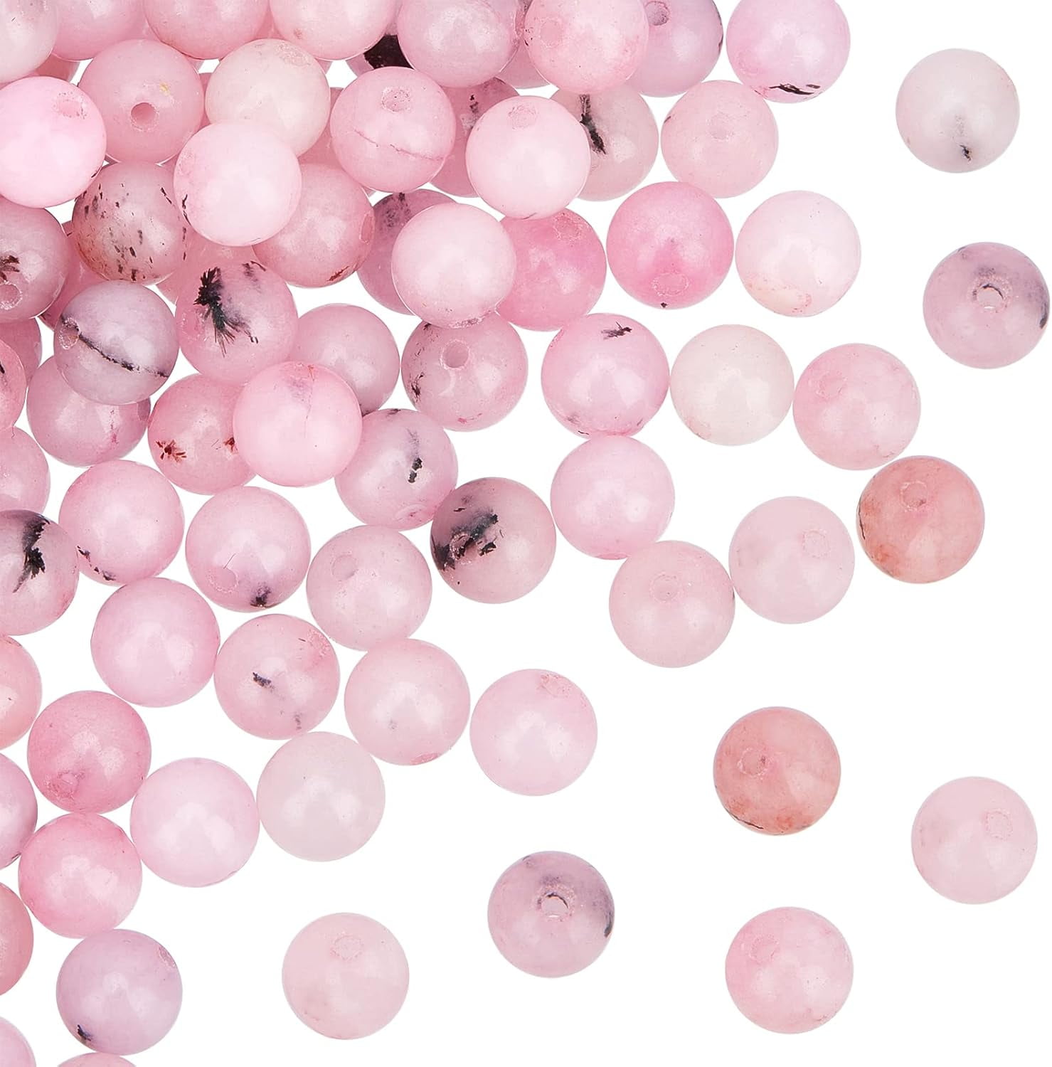 189Pcs 66.5mm Natural Cherry Blossom Jasper Bead Dyed Pink Beads Round