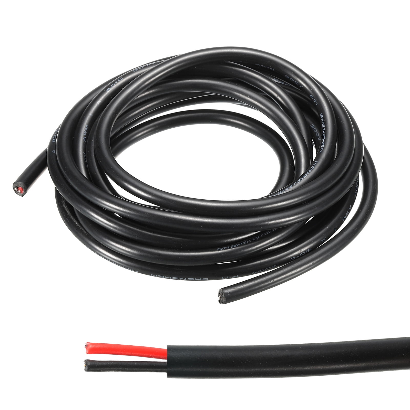 Uxcell 18AWG Electrical Wire 2 Conductors UL2464 Tinned Copper 10Ft Low Voltage Black