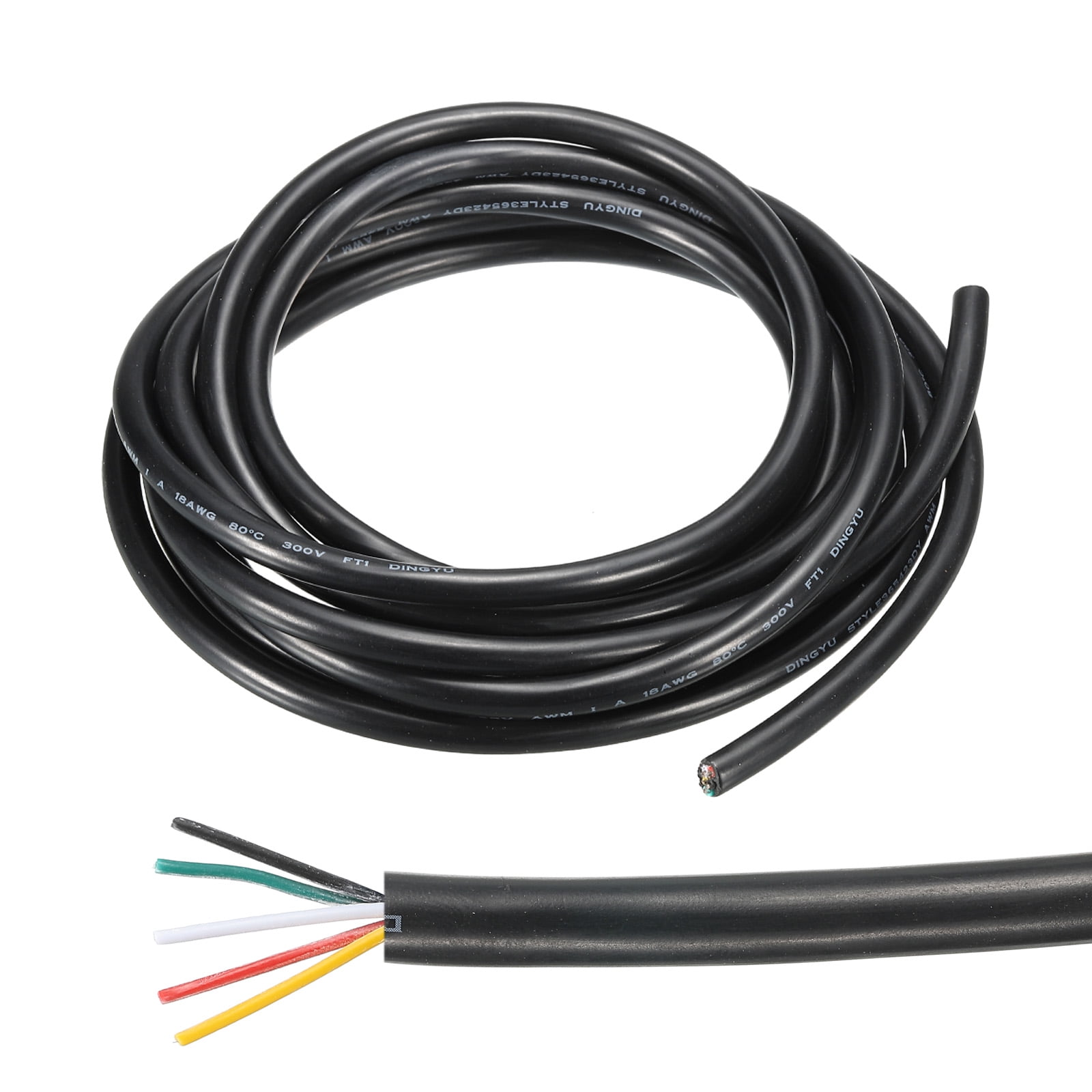18AWG Electrical Wire 5 Conductors Tinned Copper 9.8Ft Low Voltage Case ...