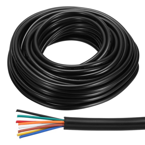 18AWG Electrical Wire 8 Conductors 30FT/9.1m UL2464 Power Cable Flexible Extension Signal Signal Cable Black for LED Strips Lamps Lighting Power Supply