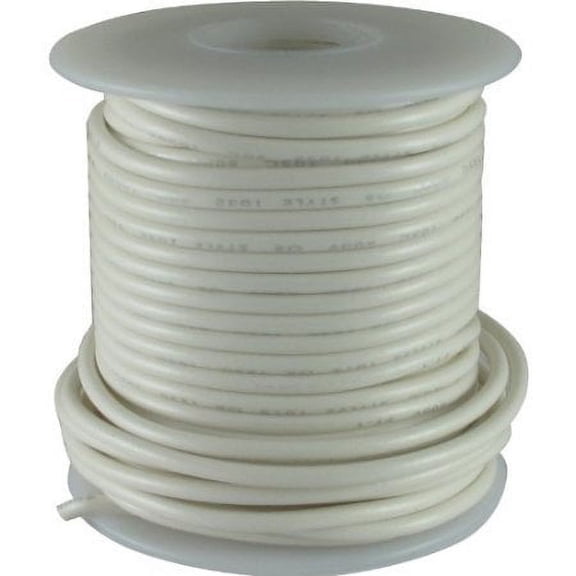 18AWG MILW76D TYPE MW WHITE STRANDED (16X30) HOOKUP WIRE 100 FOOT ROLL 1000V 80C - 18M-100-WHITE