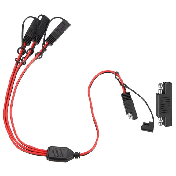 18AWG SAE Y Splitter Connector Cable, 1 to 3 SAE Extension Cable 1.8 ft with Waterproof Caps & Polarity Reverse Adapter for Solar Panel