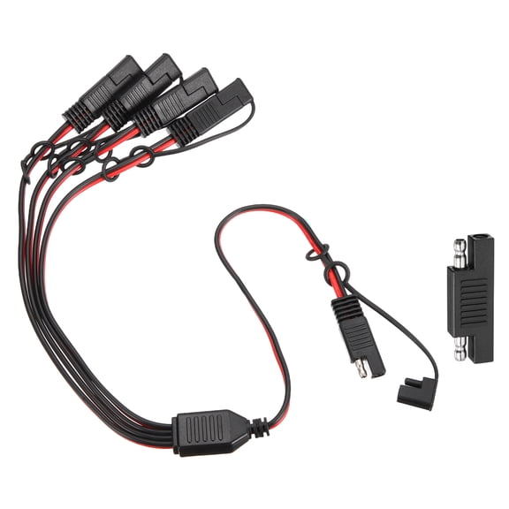 18AWG SAE Y Splitter Connector Cable, 1 to 4 SAE Extension Cable 1.8 ft with Waterproof Caps & Polarity Reverse Adapter for Solar Panel
