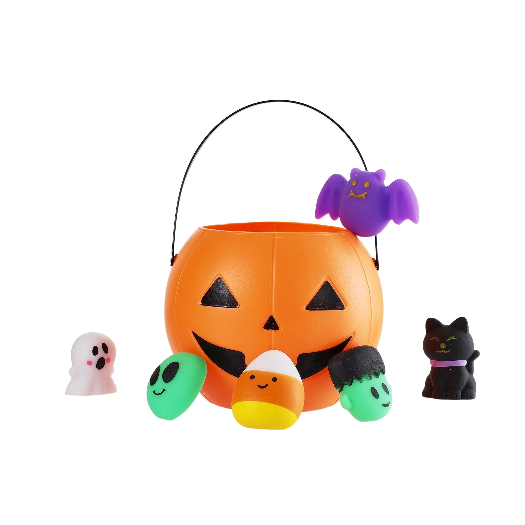 Squishy Party Favors in Jack-o'-Lantern Treat Pail, Multicolor, 18 Count, Halloween by Way To Celebrate