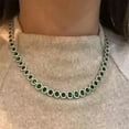 thumbnail image 1 of 18CT Oval Cut Lab Created Emerald Women's Tennis Necklace 14K White Gold Finish, 1 of 3