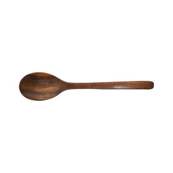 18Cm Acacia Wood Curved Round Spoon, Long Handle Japanese Style Soup Teaspoon for Eating Mixing Stirring, Lightweight Camping Kitchen Utensil, Restaurant Table Tool