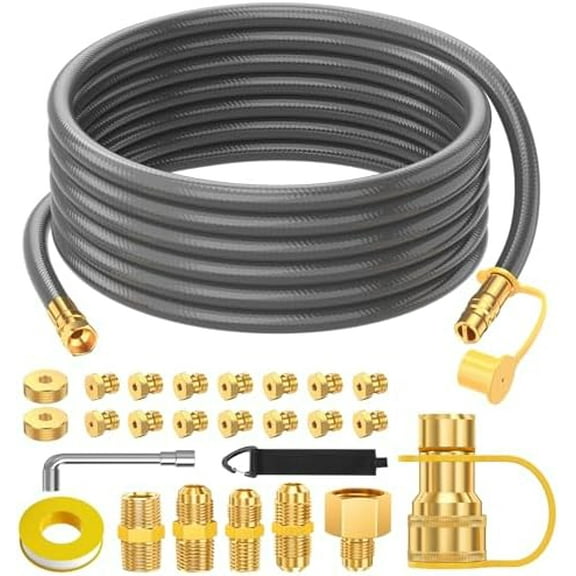 18FT 3/8" Natural Gas Conversion Kit for Grill, with Natural Gas Quick Connect Fittings, Gas Line Hose For 5249 Blackstone Griddle, Weber Grill, Grill, Pizza Oven, Heater, Generator and More