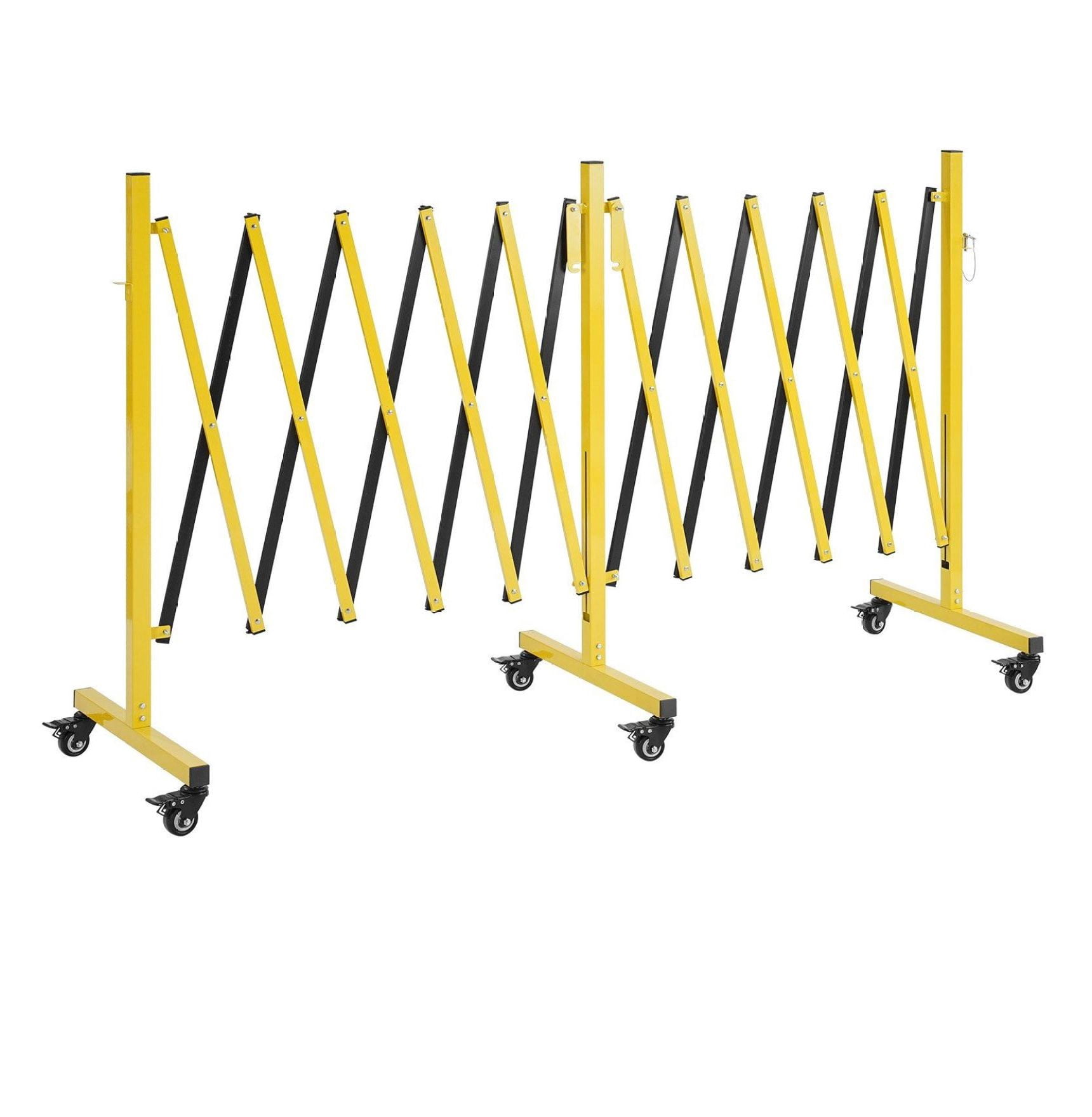 18FT Expandable Barricade, Industrial Safety Barrier, Mobile Folding Gate with Casters - Metal Traffic Fence for Warehouse, Construction, Driveway