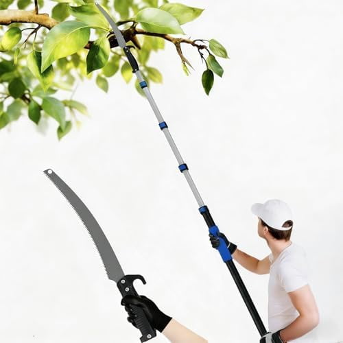 18FT Reach Pole Saws for Tree Trimming with 3-12FT Telescoping Extension Pole, Anti-slip Handle, Manual Pruning Pole Saw with 19" 3X Detachable Saw for Forestry, Yard, Garden, Patios$$Garden & Patio