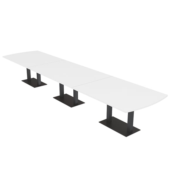 18Ft Arc Rectangle Powered Modular Conference Table Double Black Bases
