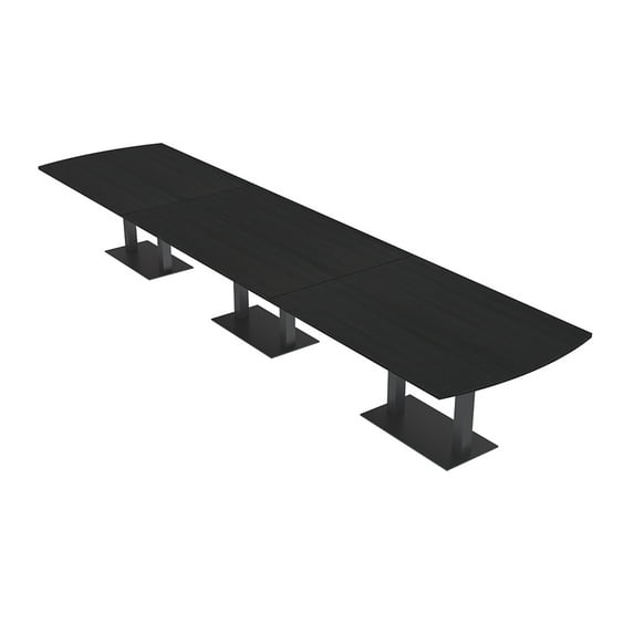 18Ft Arc Rectangle Powered Modular Conference Table Double Black Bases