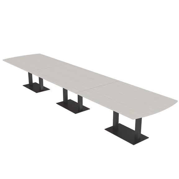 18Ft Arc Rectangle Powered Modular Conference Table Double Black Bases
