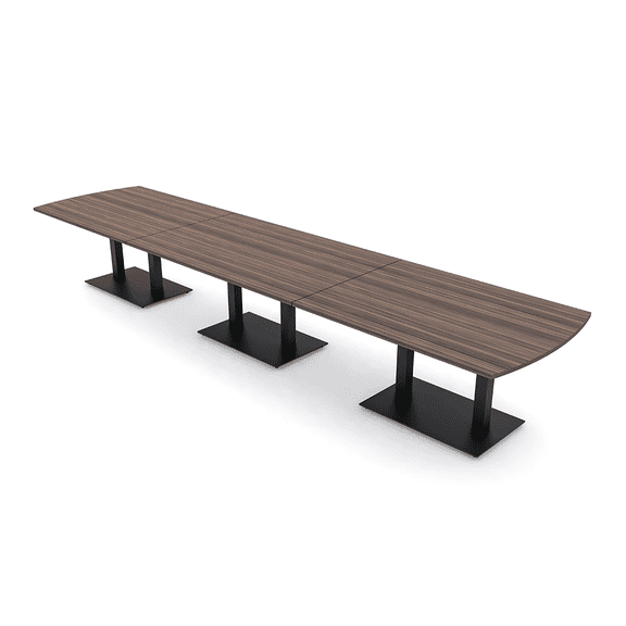 18Ft Arc Rectangle Powered Modular Conference Table Double Black Bases