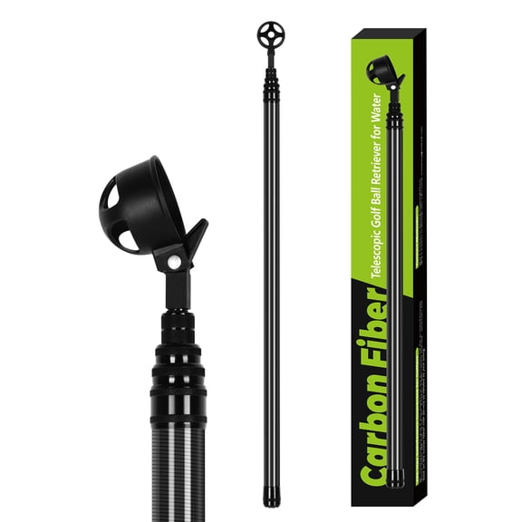 18Ft Golf Ball Retriever Telescopic, Carbon Fiber Golf Ball Picker Upper for Water, Lightweight & Durable Golf Ball Grabber with 2 Claw Sucker Tool, Golf Accessories Gifts for Men Women