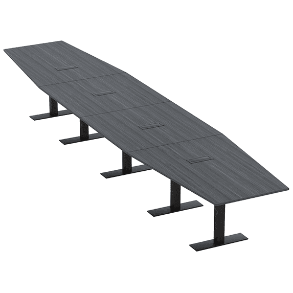 18Ft Modular Hexagon Boardroom Table Metal T Bases Power Data Modules