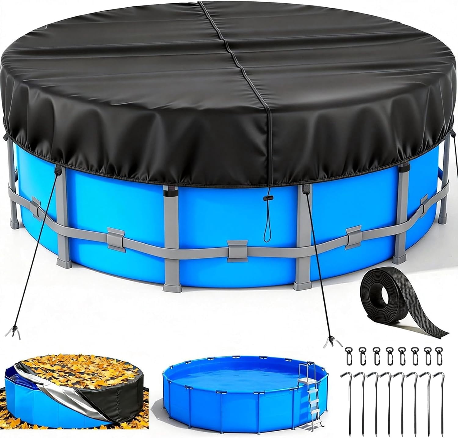 18Ft Pool Cover for Frame Above Ground Pools, Round Pool Covers for ...