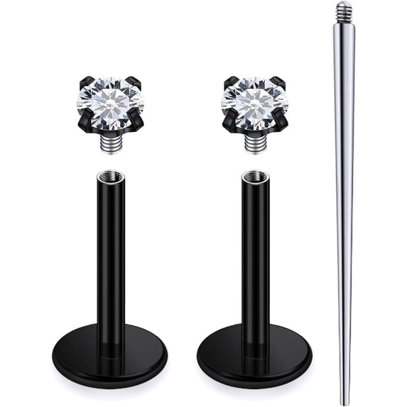 18G 16G 14G Internally Threaded Nose Rings Studs Flat Back Earrings ...