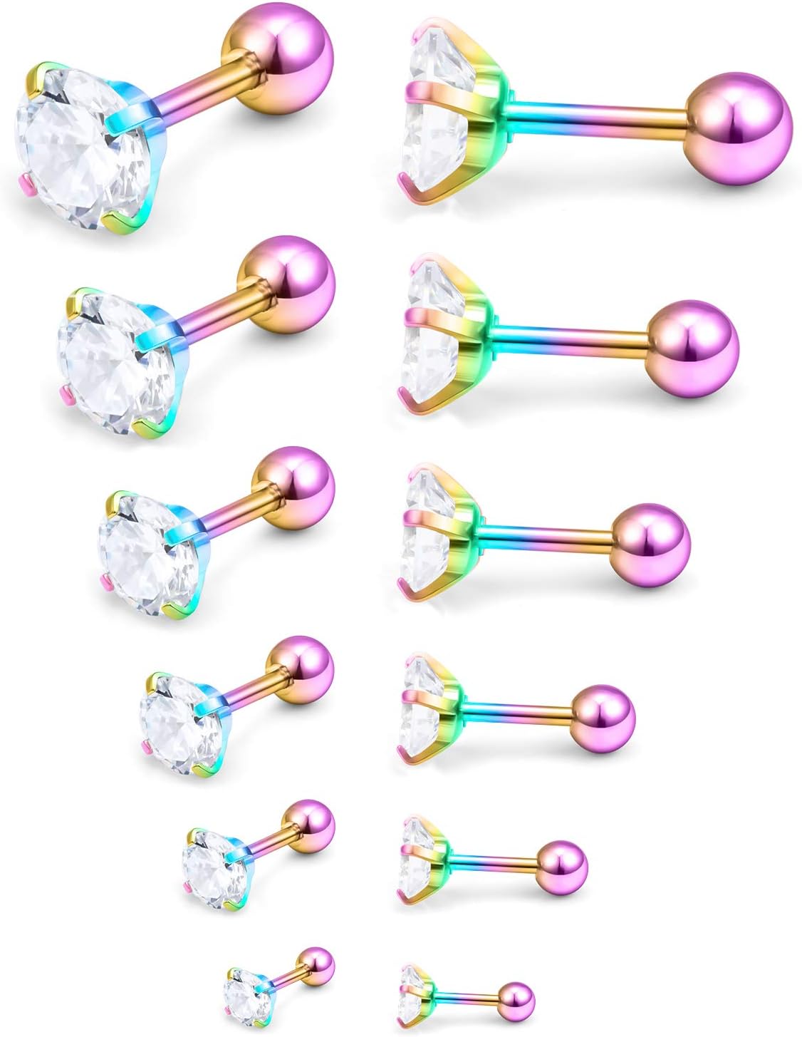 18G 16G Flat Premium Back Stud Earrings for Women Men Round Back Cartilage Tragus Helix Conch Ear Piercing Jewelry[p143]