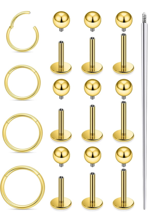 18G 16G Internal Thread Flat Back Earrings Nose Studs 316L Surgical Steel Tragus Forward Helix Conch Cartilage Lobe Earrings Stud Medusa Labret Lip Ring Piercing Jewelry Hoops For Women Men[b589]