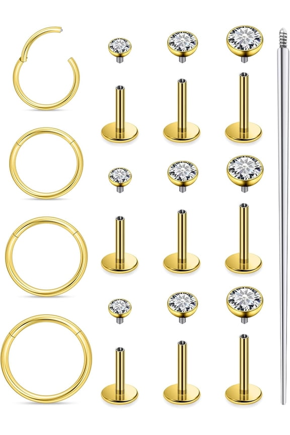 18G 16G Internal Thread Flat Back Earrings Nose Studs 316L Surgical Steel Tragus Forward Helix Conch Cartilage Lobe Earrings Stud Medusa Labret Lip Ring Piercing Jewelry Hoops For Women Men[e898]