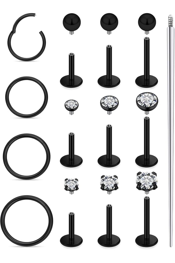 18G 16G Internal Thread Flat Back Earrings Nose Studs 316L Surgical Steel Tragus Forward Helix Conch Cartilage Lobe Earrings Stud Medusa Labret Lip Ring Piercing Jewelry Hoops For Women Men[c378]