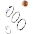 thumbnail image 1 of 18G 3PCS Nose Rings Hoops 316L Surgical Steel Opal Nose Rings for Women 8mm/10mm Septum Rings Clear CZ Daith Helix Tragus Conch Piercing Jewelry Cartilage Earring, 1 of 6