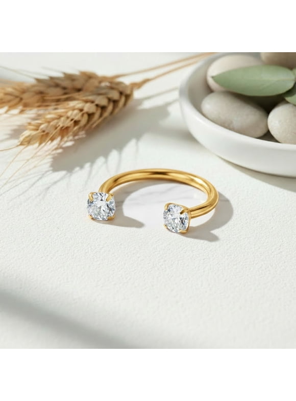 18G 8mm Stainless Steel Gold Clear Horseshoe Nose Ring Internal Threaded Piercing Jewelry Free Auxiliary Tool Included