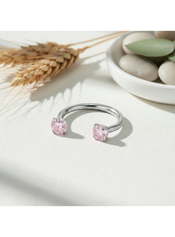 18G 8mm Stainless Steel Silver Pink Horseshoe Nose Ring Internal Threaded Piercing Jewelry Free Auxiliary Tool Included