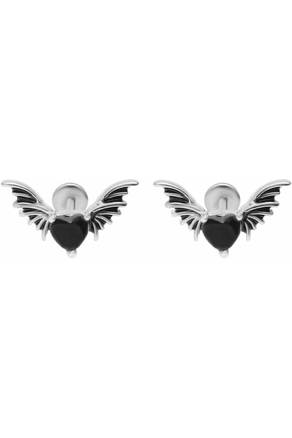 18G Bat Wing Heart Lip Rings Studs for Women Men Halloween Cross Tragus Helix Cartilage Earrings Forward Nose Pieced Labret Monroe Barbell Medusa Piercing Jewelry