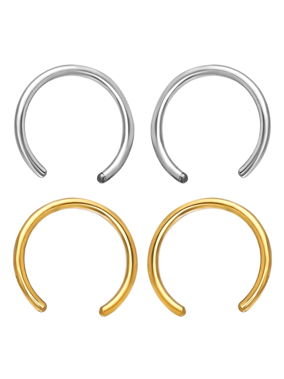 18G Faux Nose Rings, 4-Pack