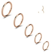 18G Hinged Nose Rings Hoop Surgical Steel Body Piercing Jewelry for Women Men Rose Gold 5pcs