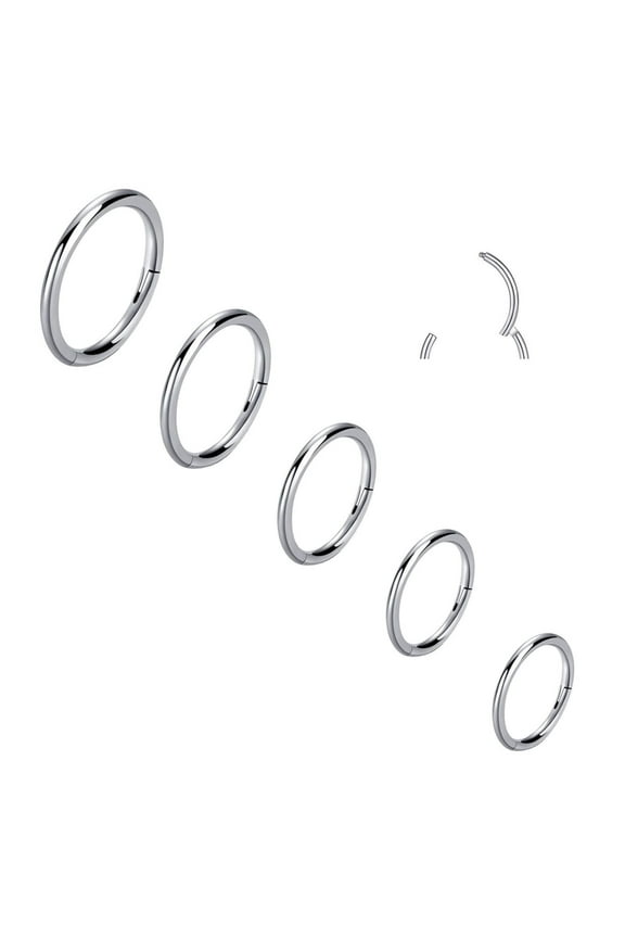 18G Hinged Nose Rings Hoop Surgical Steel Body Piercing Jewelry for Women Men Silver 5pcs