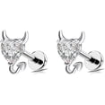 thumbnail image 1 of 18G Little Devil Heart Lip Ring Stainless Steel Cubic Zirconia Labret Jewelry for Monroe Medusa Tragus Nose Conch Helix Hypoallergenic Cartilage Earring Stud Bar Body Jewelry for Women, 1 of 12