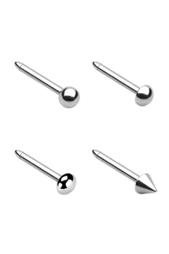 18G Nose Bone Studs In Ball, Dome, Flat Disk & Spike - Surgical Steel