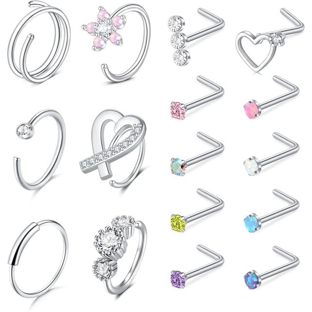 18G Nose Rings Hoop Surgical Steel LShaped Nose Rings Studs Tragus