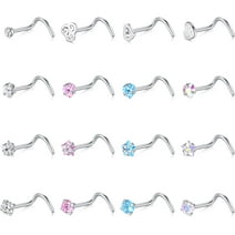 18G Nose Studs Surgical Steel Nose Rings Studs Corkscrew Star Heart Round CZ Body Piercing Jewelry