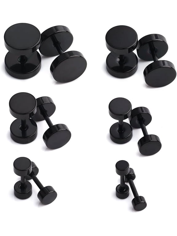 18G Stainless Steel Mens Womens Faux Gauges Ear Plugs Tunnel Earrings Stud 3-8mm 6Pairs