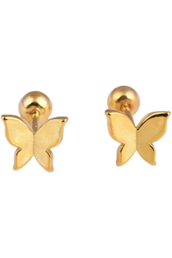 18G Tiny Butterfly Cartilage Stud Earrings S925 Sterling Silver Minimalist Tragus Helix Barbell Bar Labret Studs Earring Screw Back Piercing Jewelry Gifts for Women Sensitive Ears