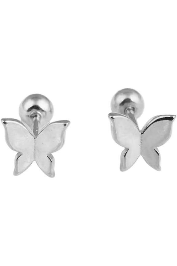 18G Tiny Butterfly Cartilage Stud Earrings S925 Sterling Silver Minimalist Tragus Helix Barbell Bar Labret Studs Earring Screw Back Piercing Jewelry Gifts for Women Sensitive Ears