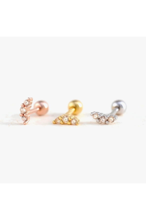 18G Tiny Citrine Yellow 3A CZ  Cluster Screw Back Earrings