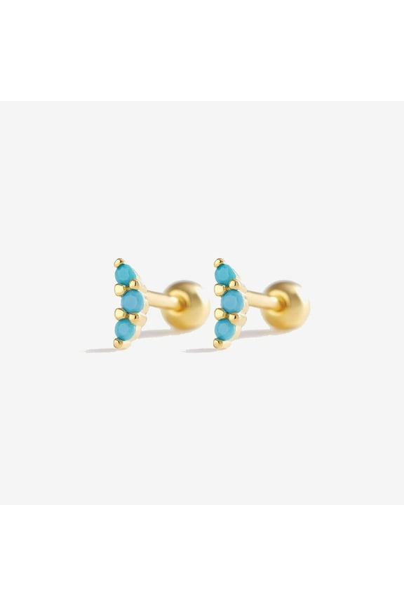 18G Tiny Turquoise Cluster Screw Back Earrings