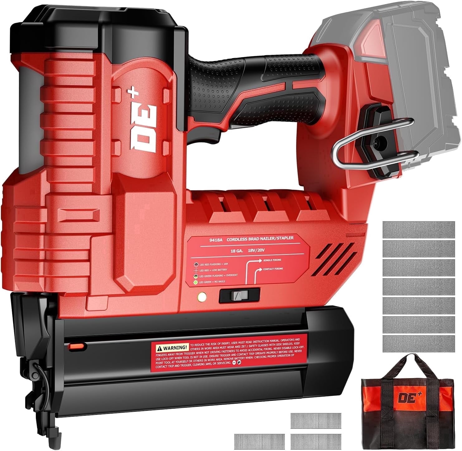 18V Cordless 18GA Brad Nailer, 2 in 1 Electric Stapler Gun for Milwaukee 18V Battery (Bare Tool)