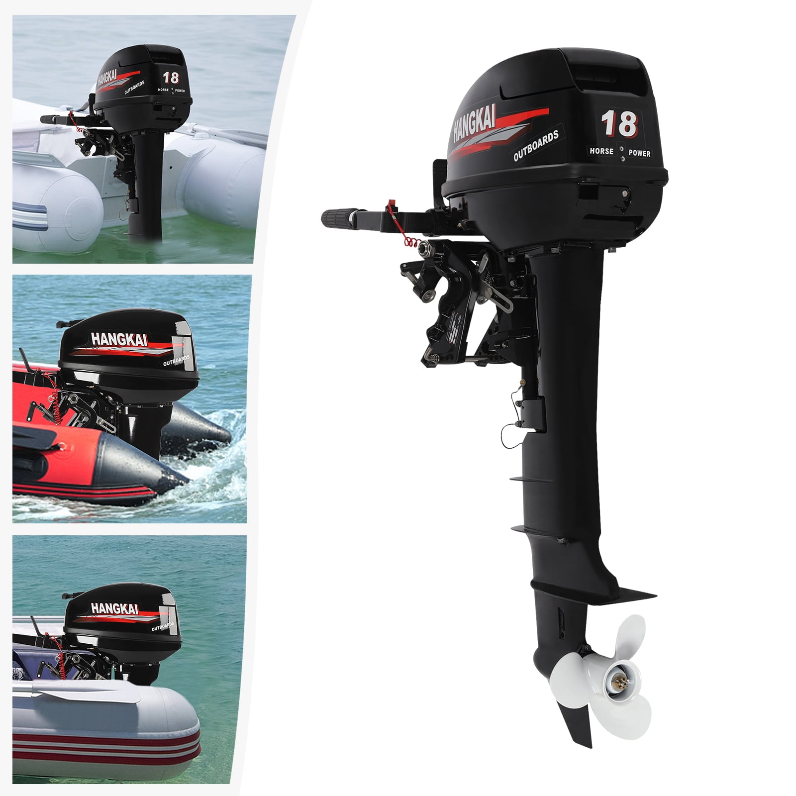 18HP 2Stroke Outboard Motor Gas Powered Water Cooling Boat Engine Long