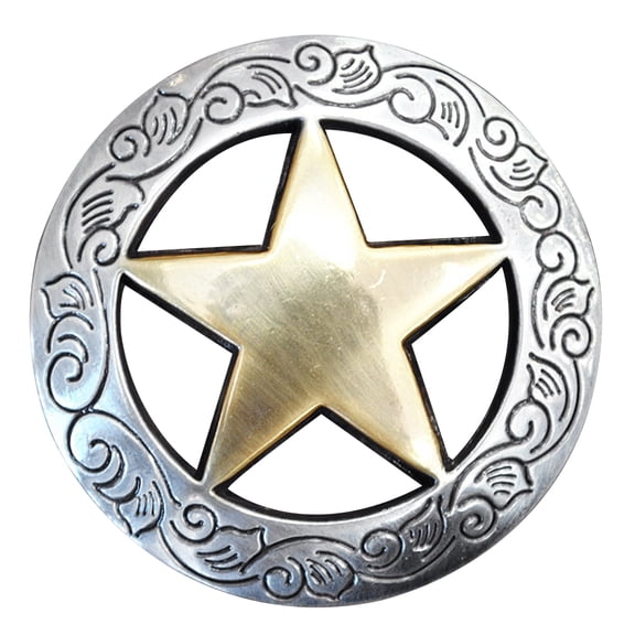 Set of 2 Western Screw Back Concho Nickle Brass Finished Star Round Saddle Bling