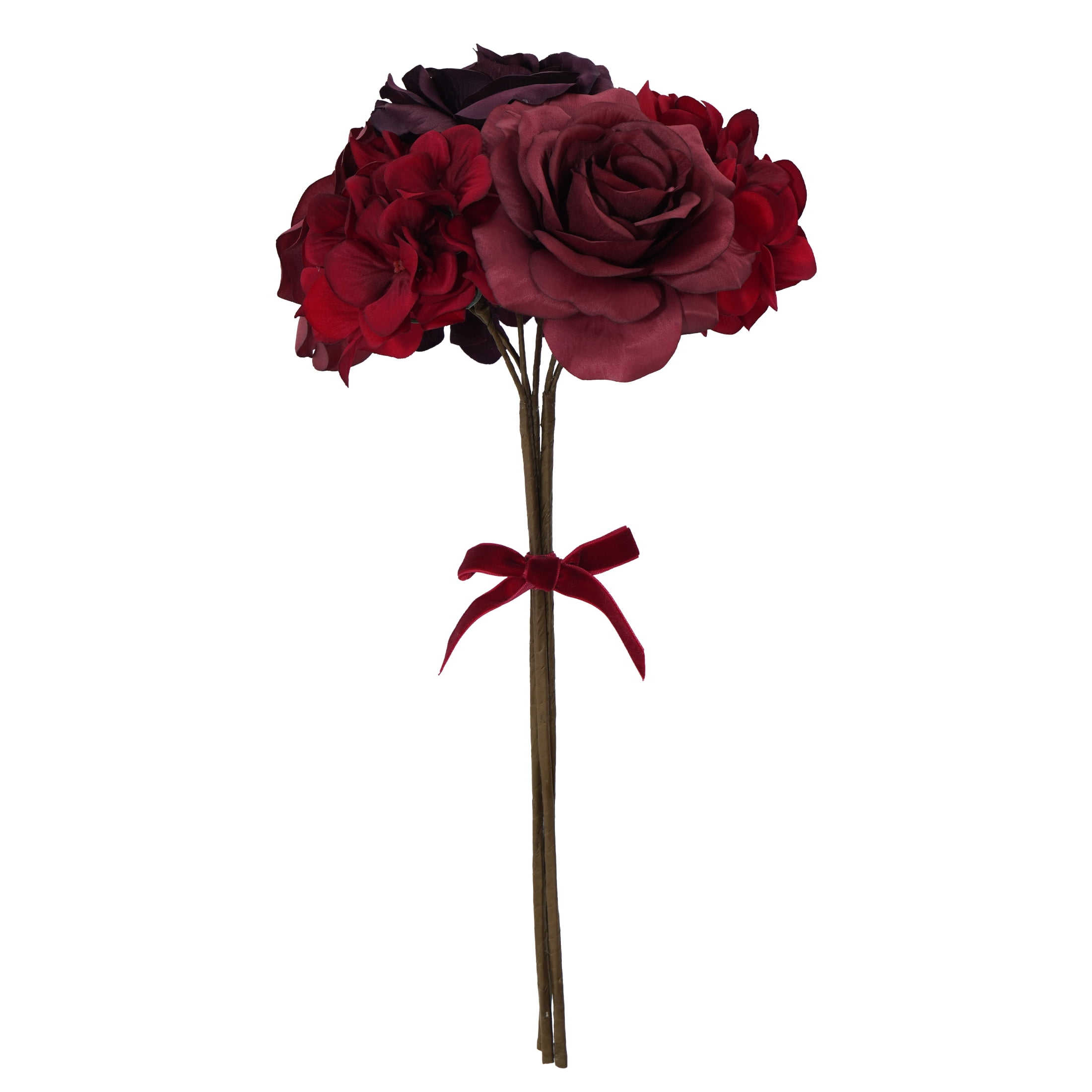 Red Hydrangea and Rose Decorative Christmas Picks, 17", 6 Count, by Holiday Time