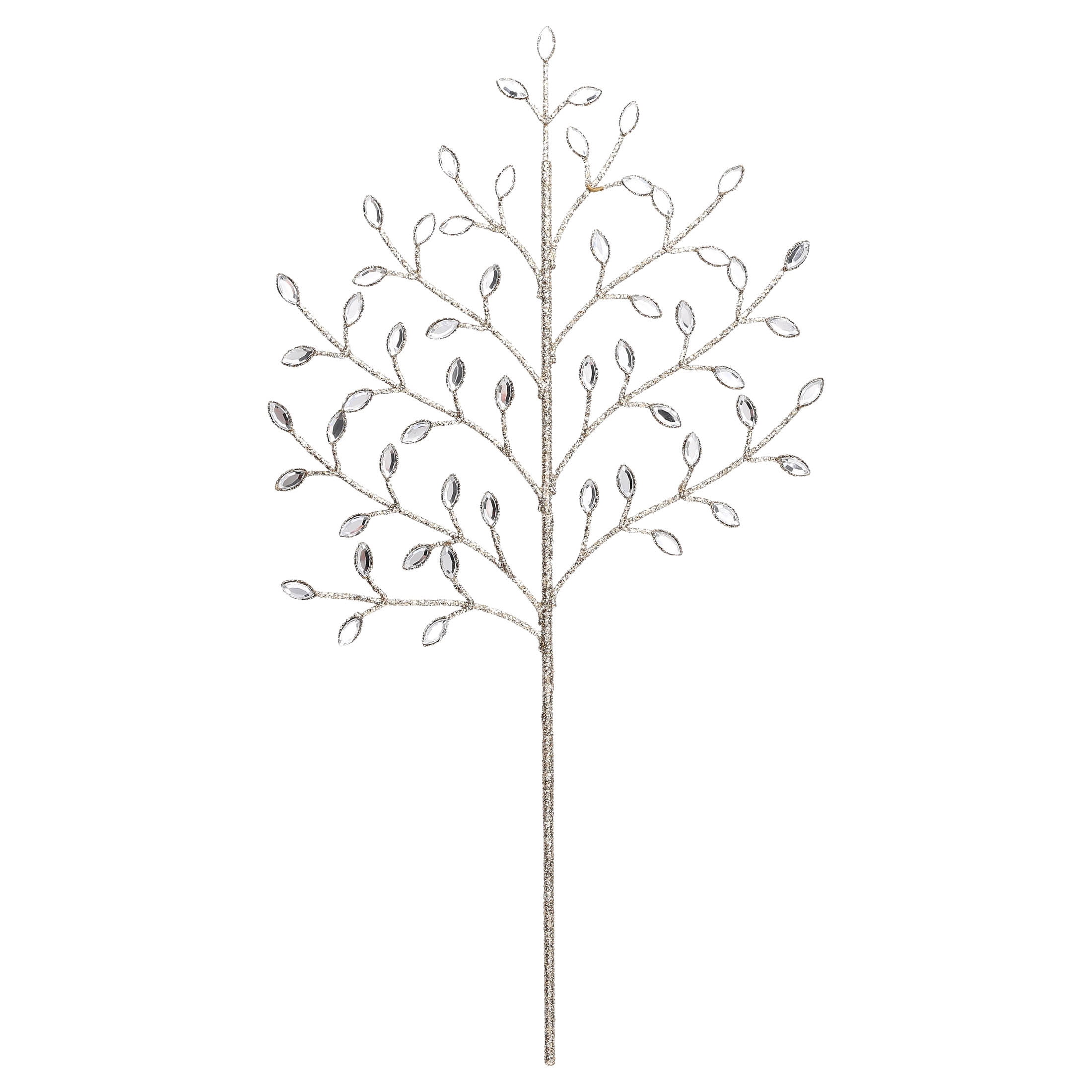 Champagne Gold Glitter and Gem Branch Decorative Christmas Pick, 18", by Holiday Time