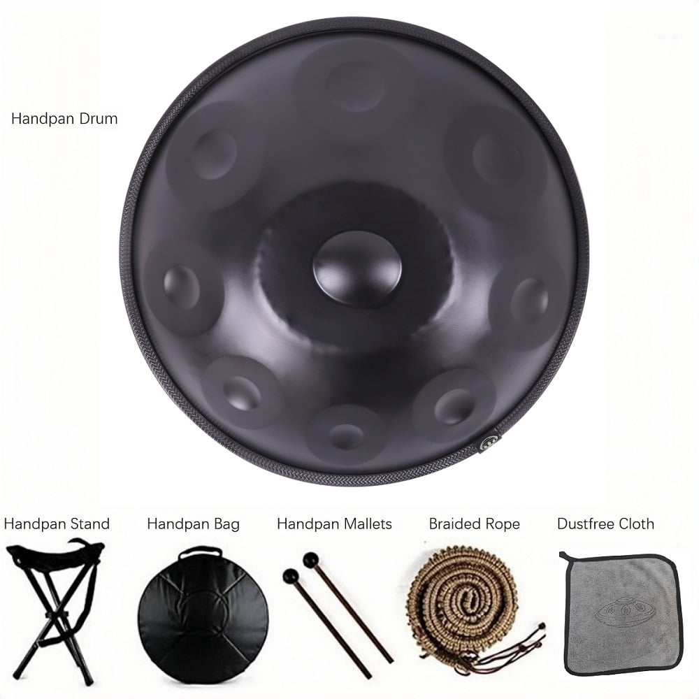 18IN Kurd D Minor 9 Notes Handpan Drum 440HZ Percussion Instrument Steel Tongue Drum