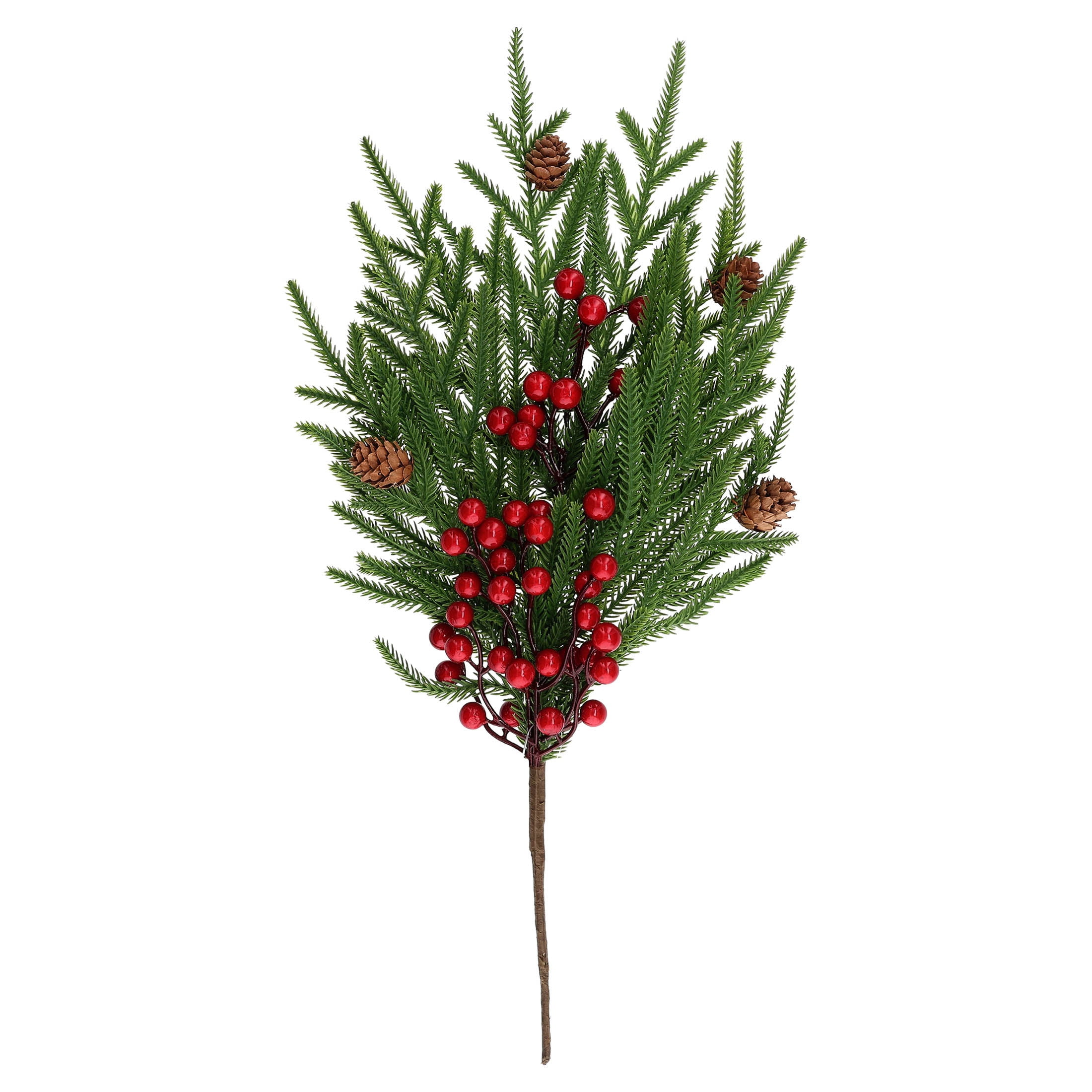 Greenery with Red Berries Decorative Christmas Pick, 18", by Holiday Time