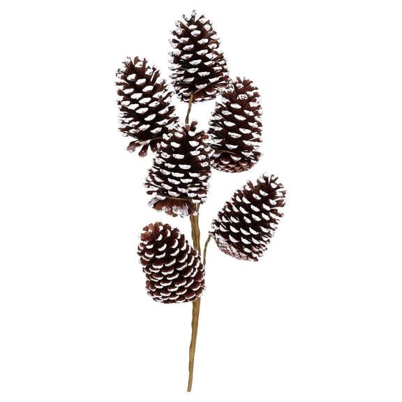 Brown and White Snow-Flocked Pinecone Decorative Christmas Pick, 18.3", by Holiday Time