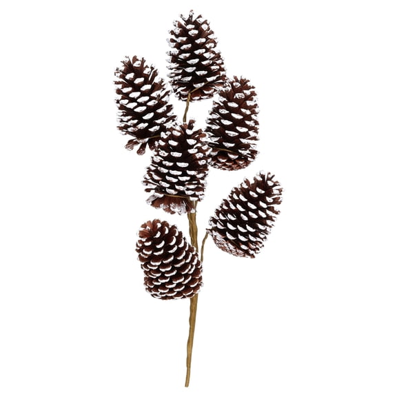Brown and White Snow-Flocked Pinecone Decorative Christmas Pick, 18.3", by Holiday Time